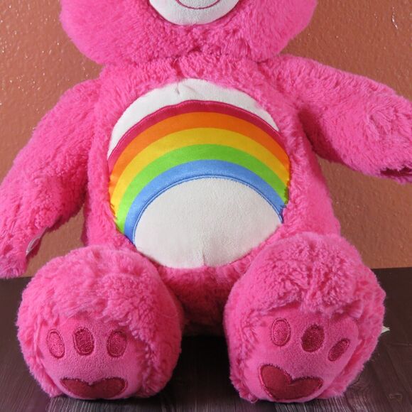 Build A Bear BAB Care Bears Cheer Hot Pink Plush Rainbow Stuffed Animal 17" - Picture 2 of 16